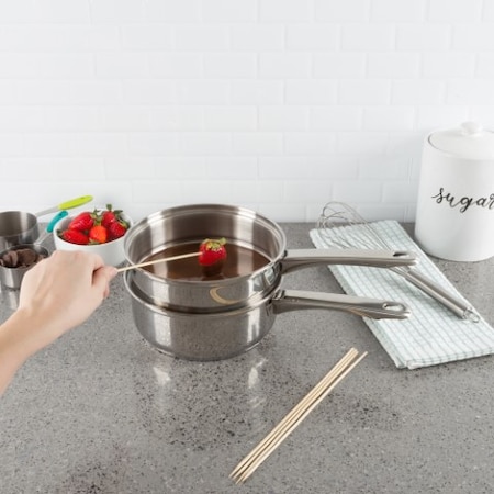 Hastings Home Stainless Steel 6 Cup Double Boiler 1.5 Quart Saucepan 2-in-1 Combo with Vented Glass Lid Cookware 125270LAG